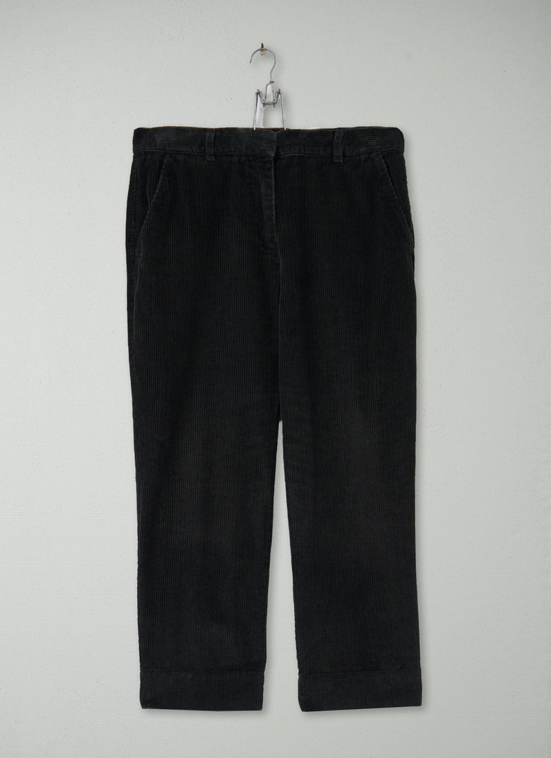 Reworn Cord Straight Leg Trousers Size 14 (928) | Black