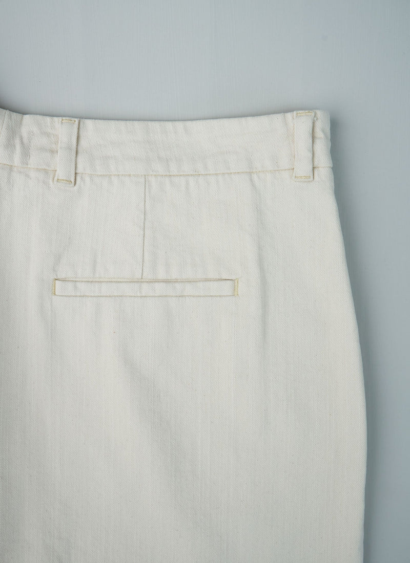 Reworn Denim Wide Leg Trousers Size 18 (308) | Ecru