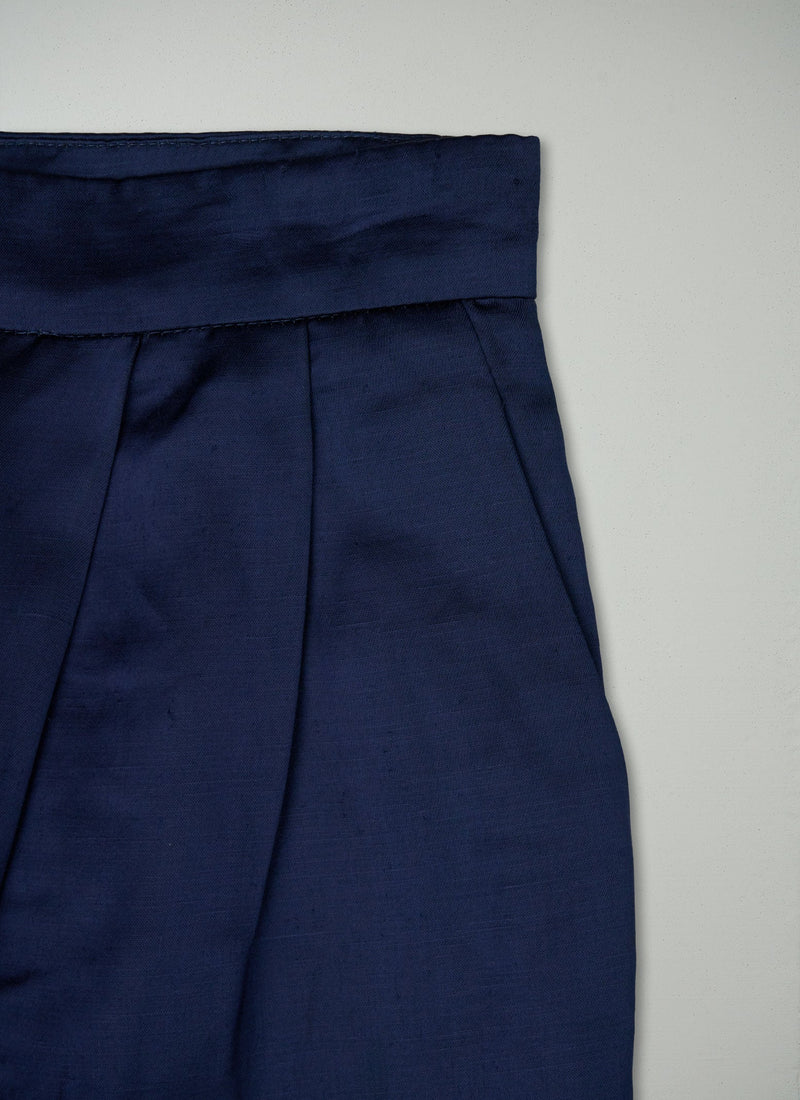 Reworn Satin Culottes Size 8 (907) | Navy