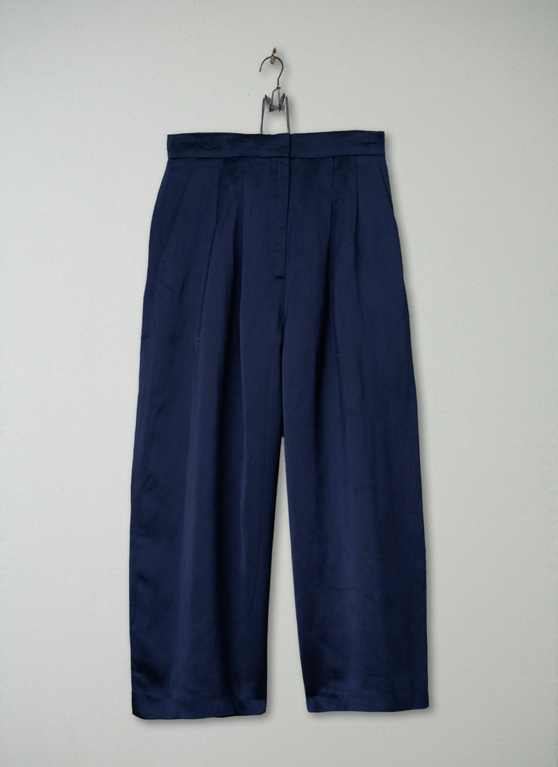Reworn Satin Culottes Size 8 (907) | Navy