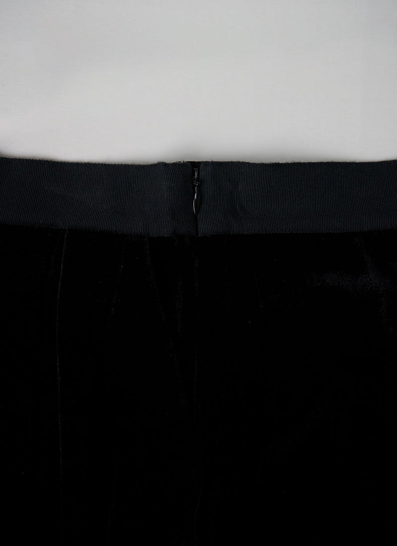 Reworn Silk Velvet Wide Leg Trousers Size 8 (149) | Black
