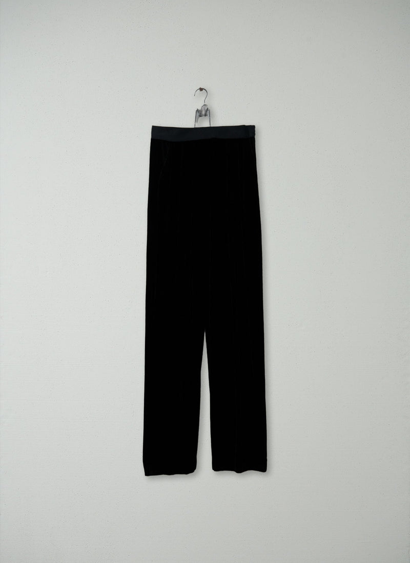 Reworn Silk Velvet Wide Leg Trousers Size 8 (149) | Black