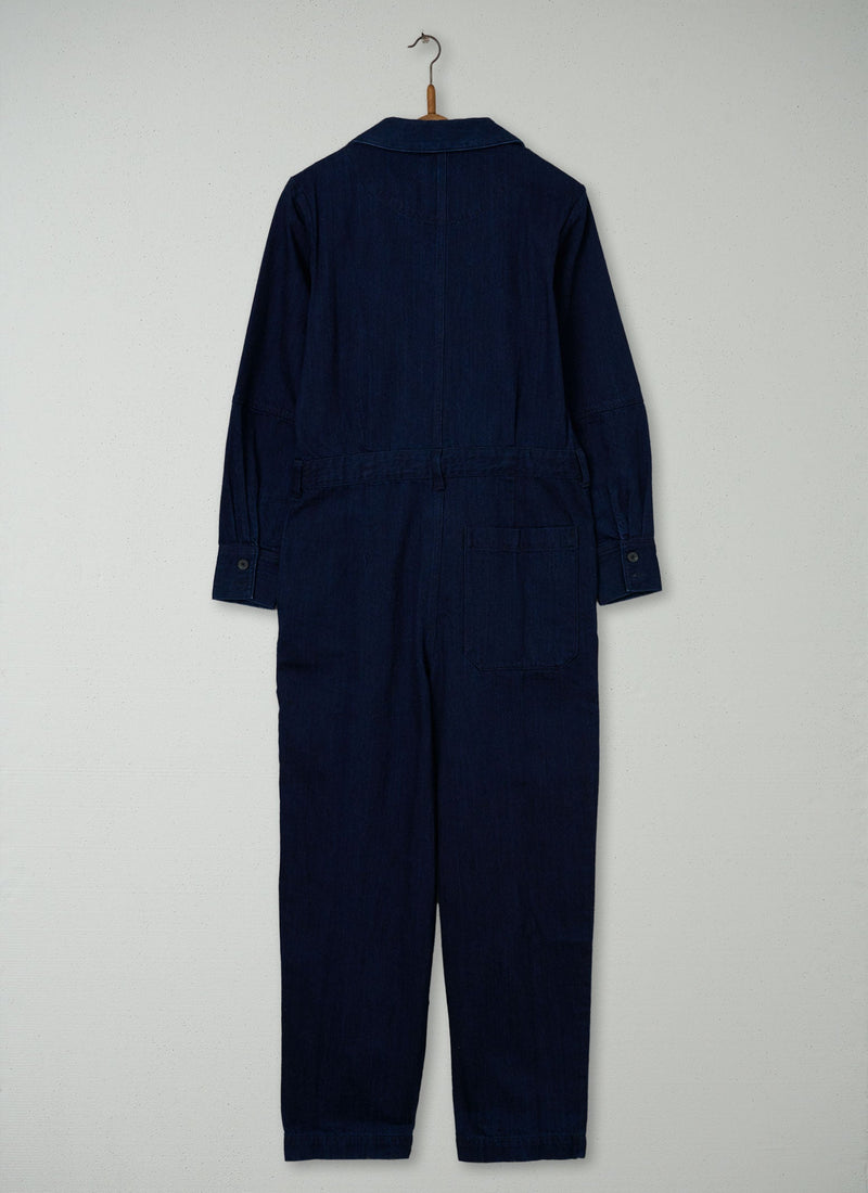 Reworn Cotton Twill Jumpsuit Size 8 (847) | Indigo