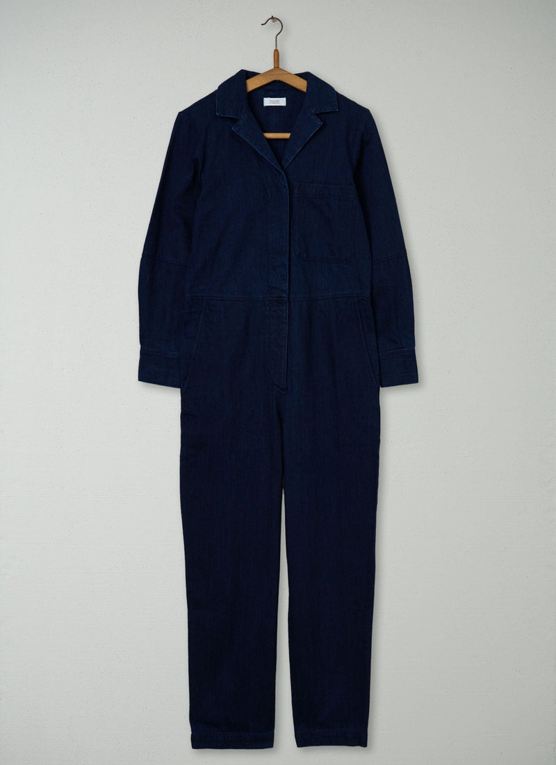 Reworn Cotton Twill Jumpsuit Size 8 (847) | Indigo