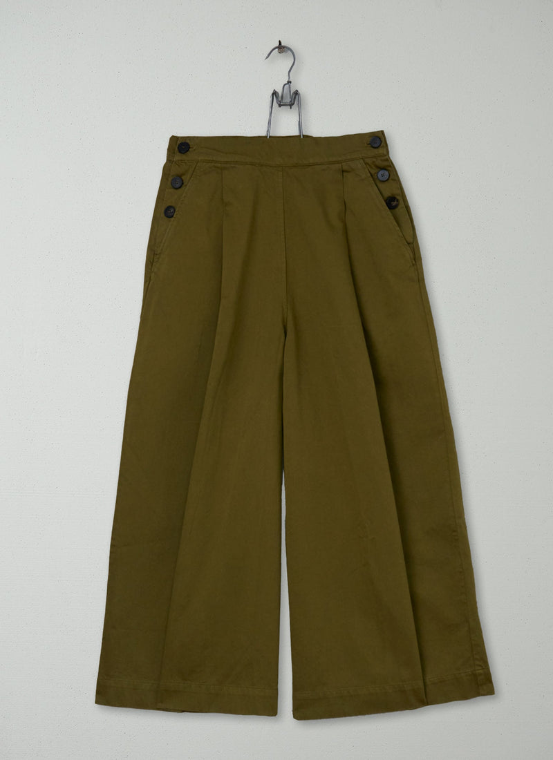 Reworn Sateen Culottes Size 6 (813) | Olive
