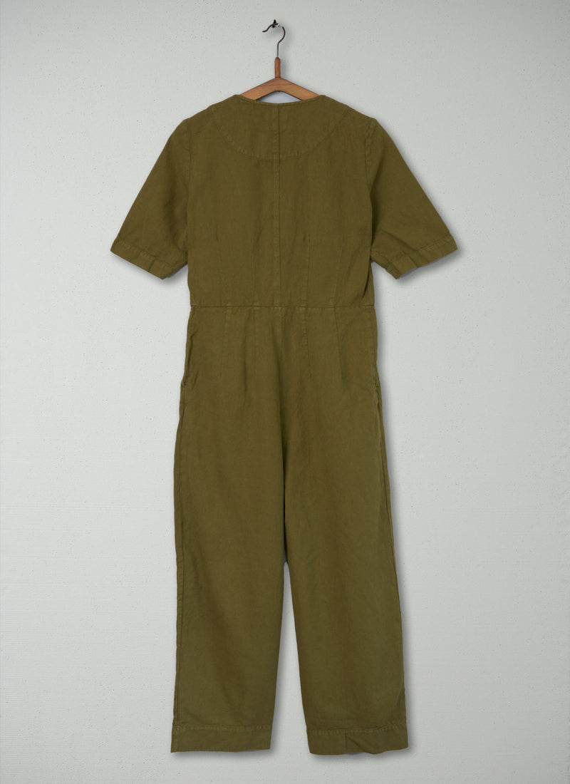 Reworn V Neck Jumpsuit Size 8 (266) | Olive