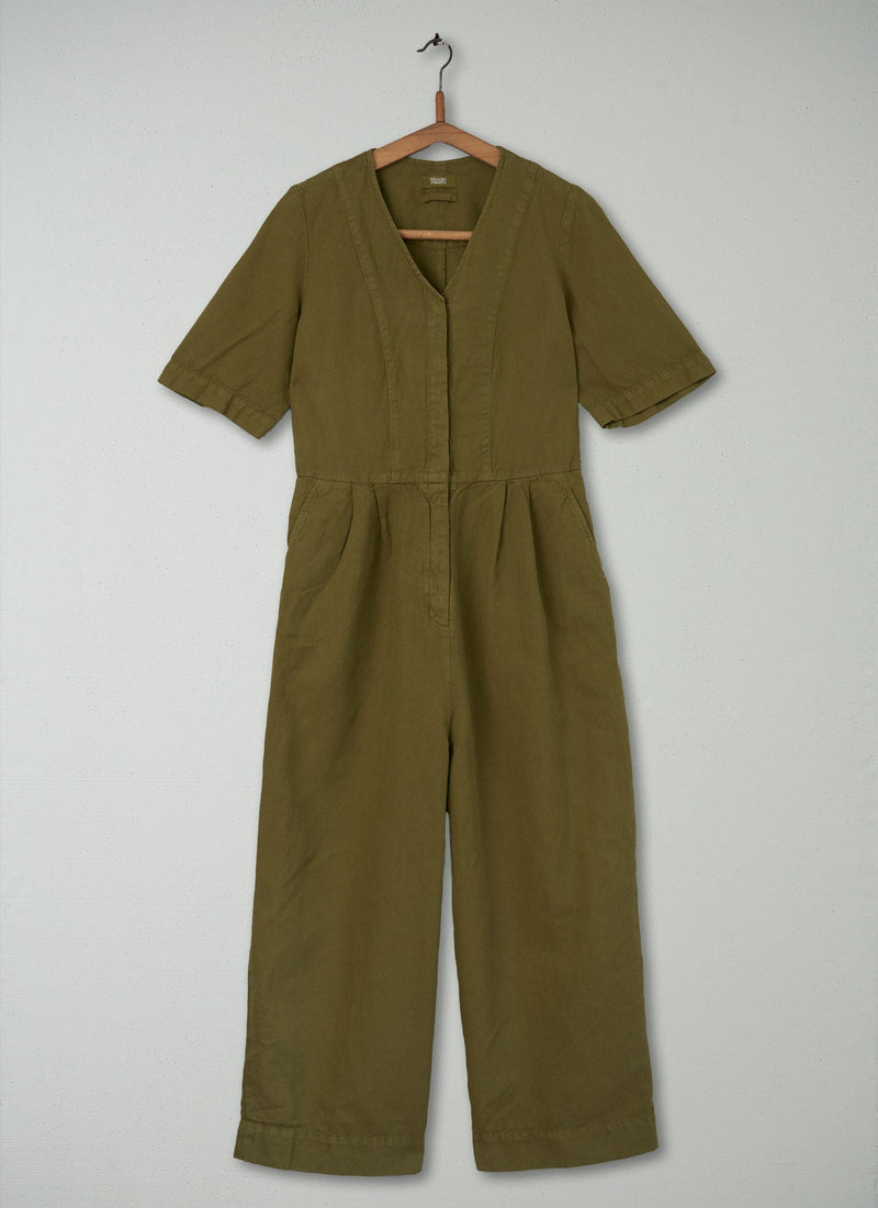 Reworn V Neck Jumpsuit Size 8 (266) | Olive