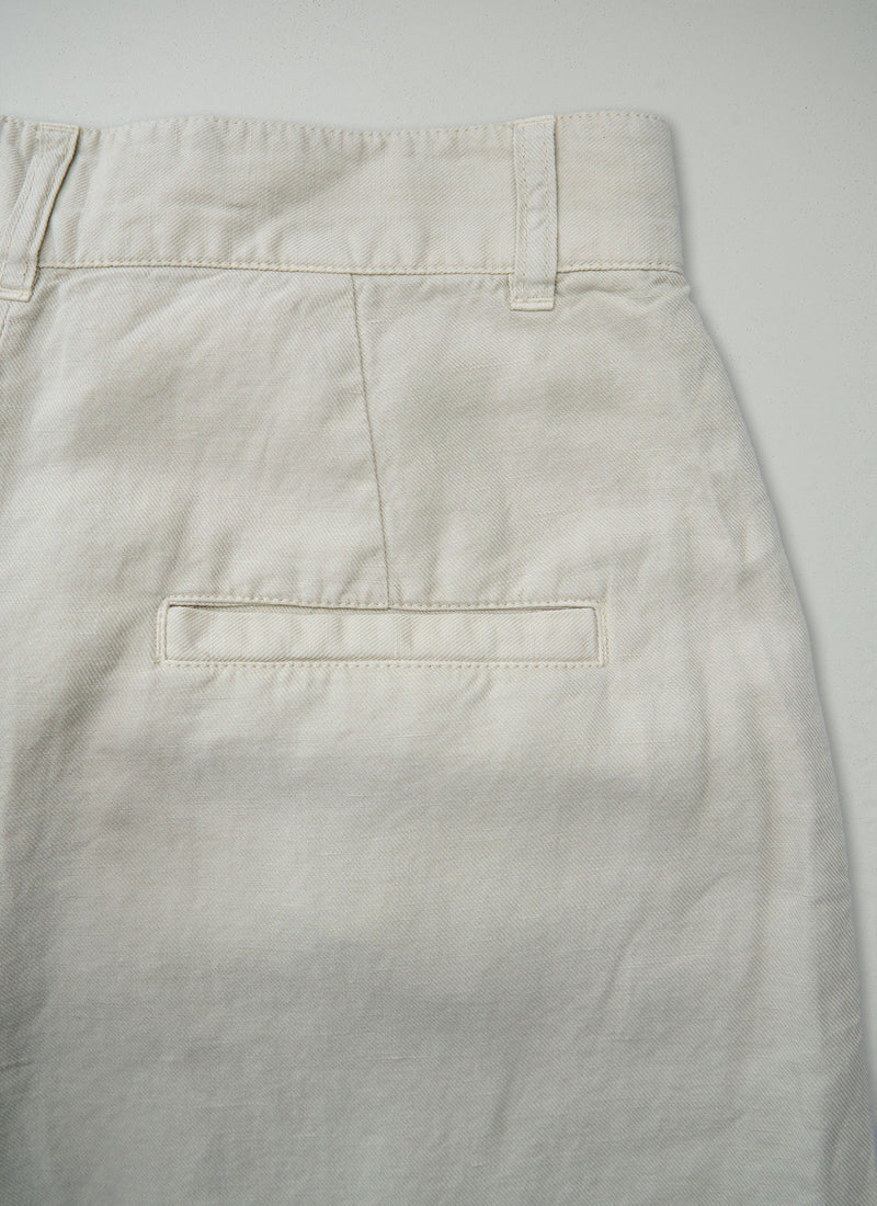 Reworn Cotton Linen Trousers Size 10 (1188) | Putty