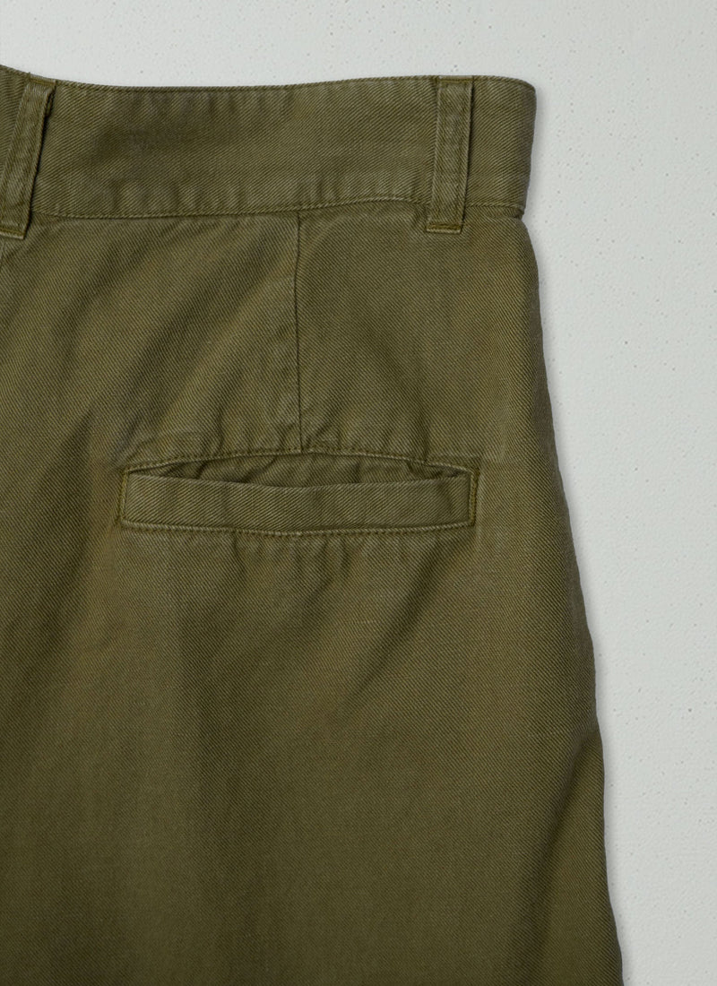 Reworn Cotton Linen Trousers Size 12 (1667) | Olive