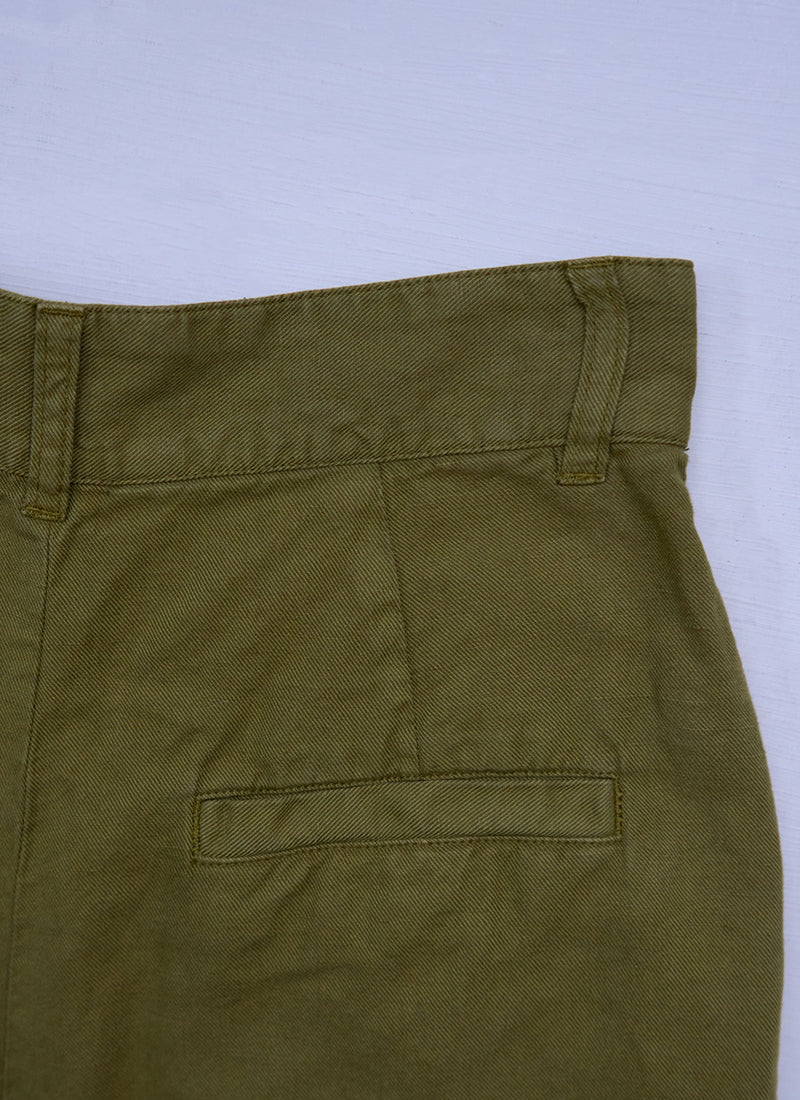 Reworn Cotton Linen Trousers Size 8 (1035) | Olive