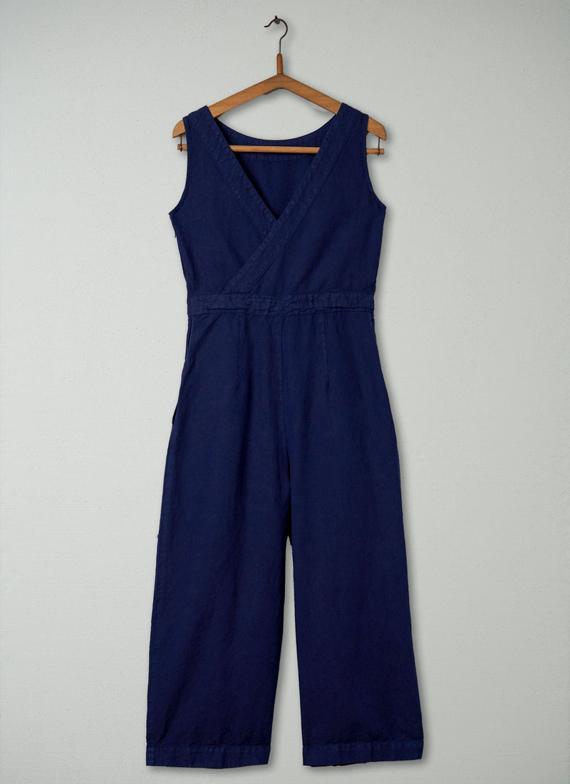 Reworn Cotton Linen Jumpsuit Size 8 (217) | Navy