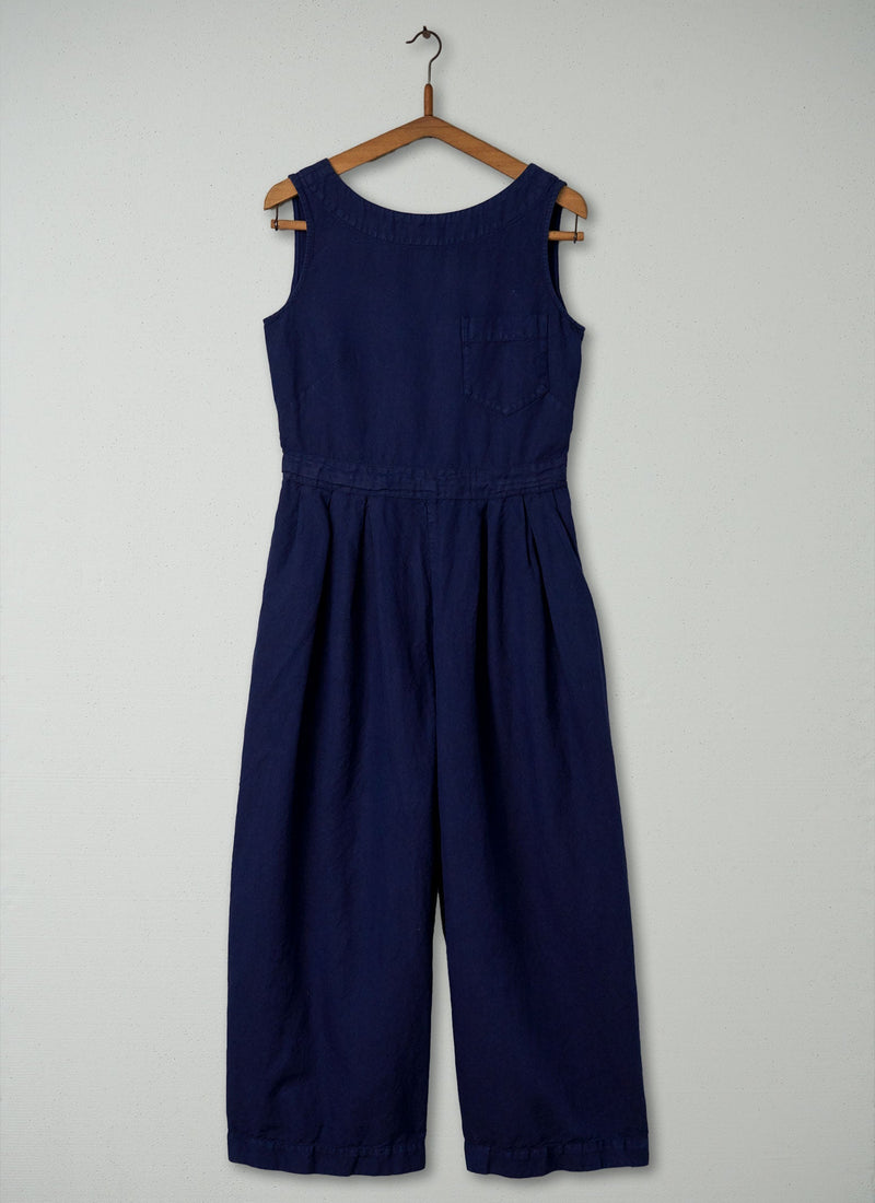 Reworn Cotton Linen Jumpsuit Size 8 (217) | Navy