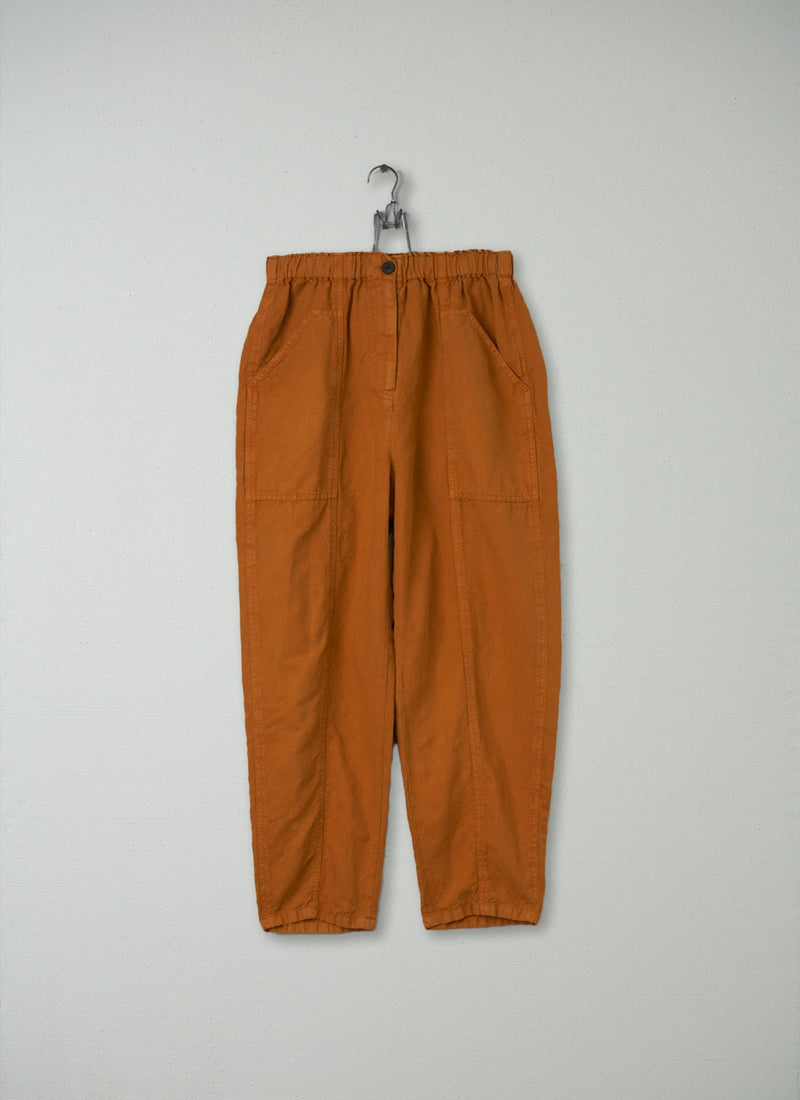 Reworn Cotton Linen Tapered Trousers Size 10 (130) | Spice