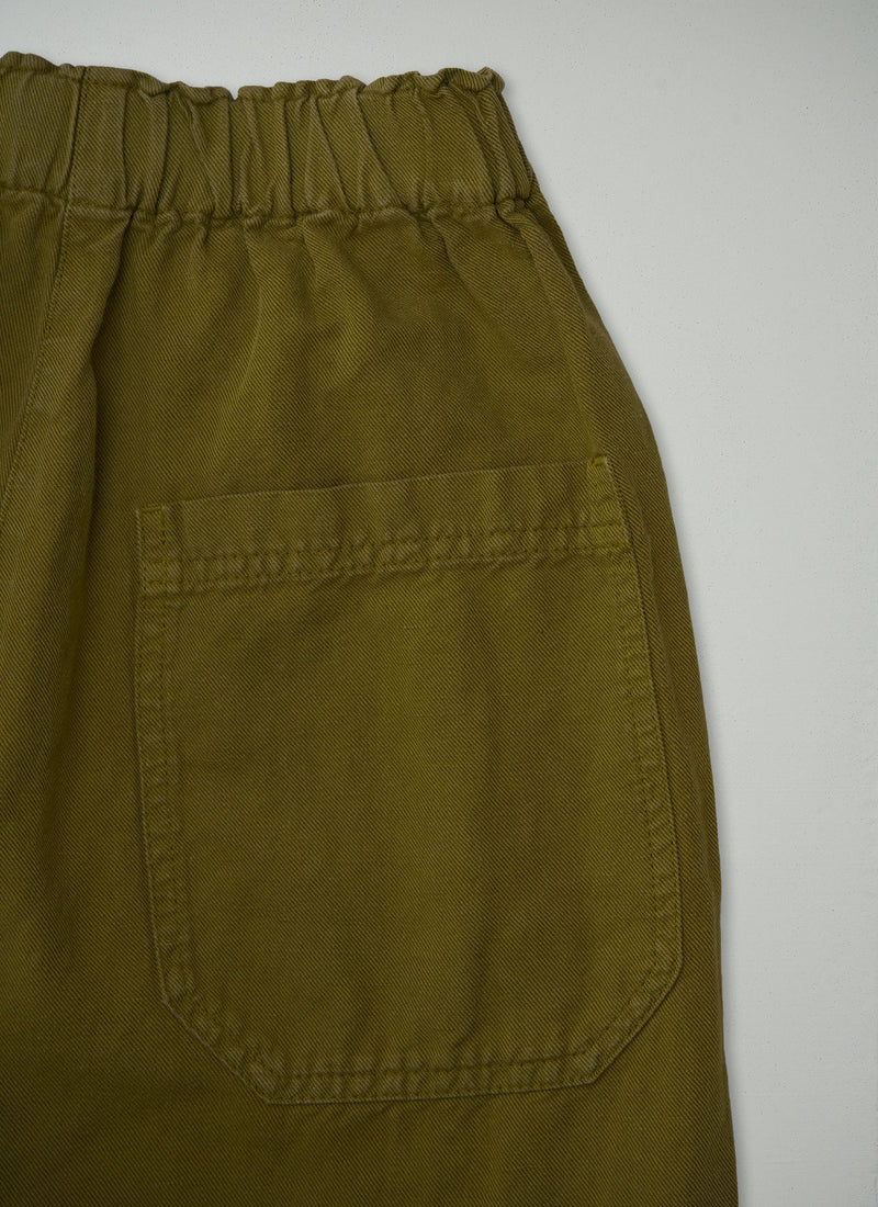 Reworn Cotton Linen Tapered Trousers Size 18 (869) | Olive