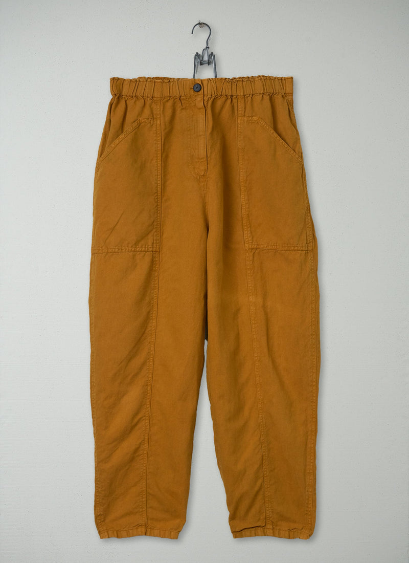 Reworn Cotton Linen Tapered Trousers Size 6 (763) | Spice