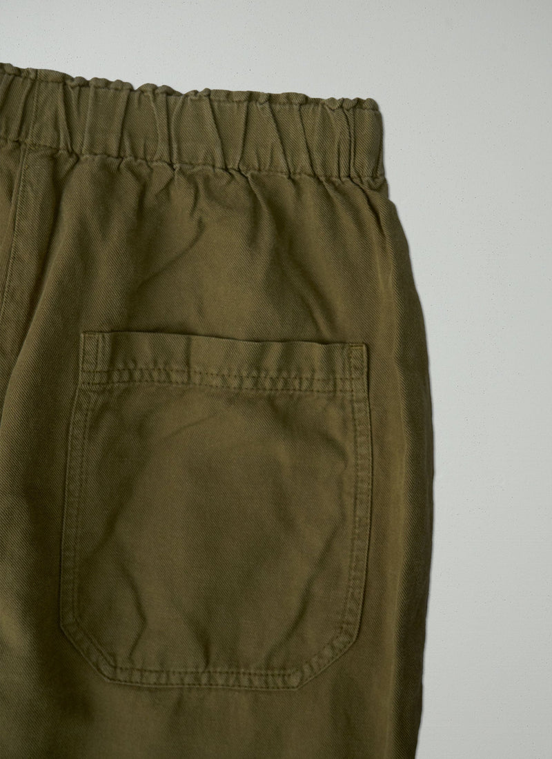 Reworn Cotton Linen Tapered Trousers Size 12 (179) | Olive