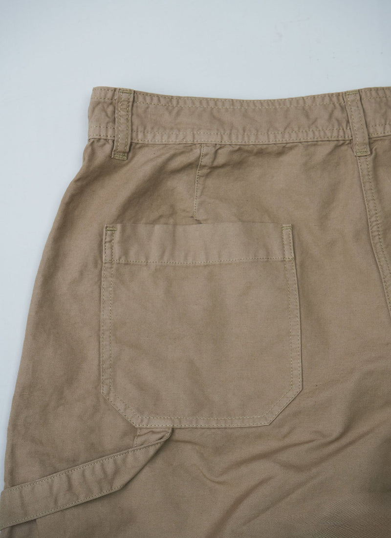 Reworn Cotton Linen Canvas Trousers Size 14 (126) | Sand Dune