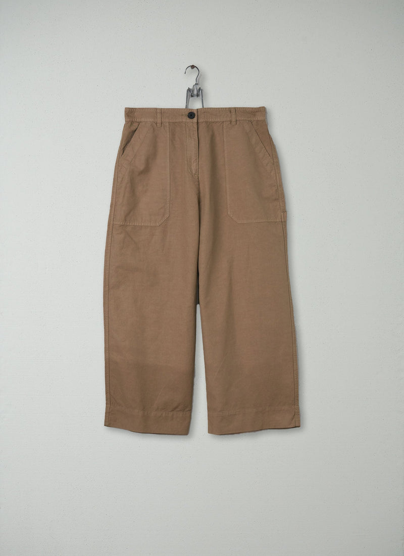 Reworn Cotton Linen Canvas Trousers Size 14 (126) | Sand Dune