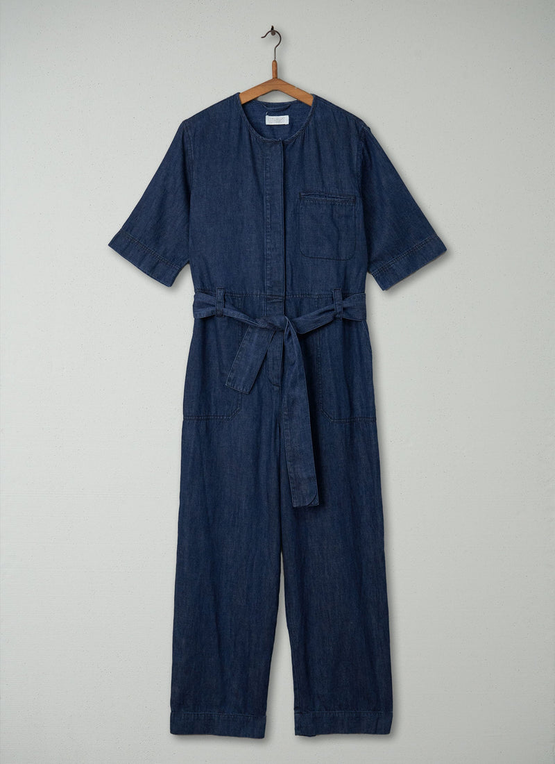Reworn Hemp Cotton Jumpsuit Size 10 (248) | Indigo