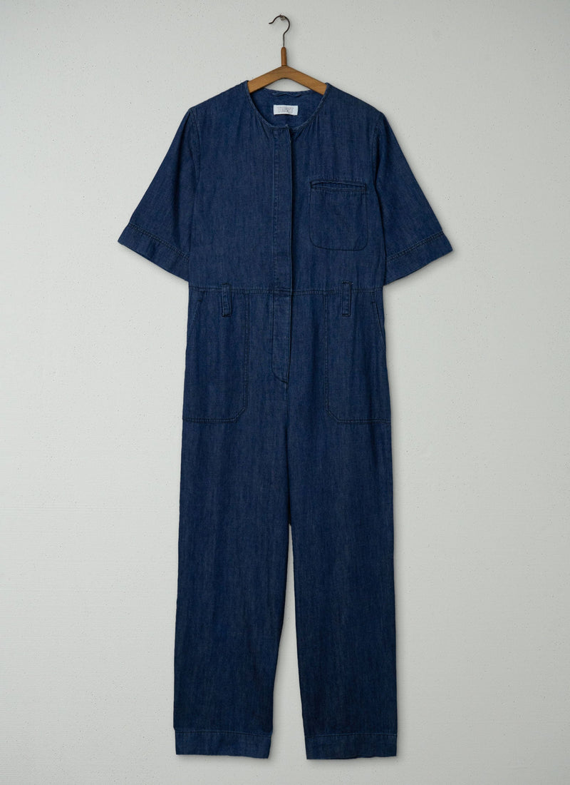 Reworn Hemp Cotton Jumpsuit Size 8 (739) | Indigo