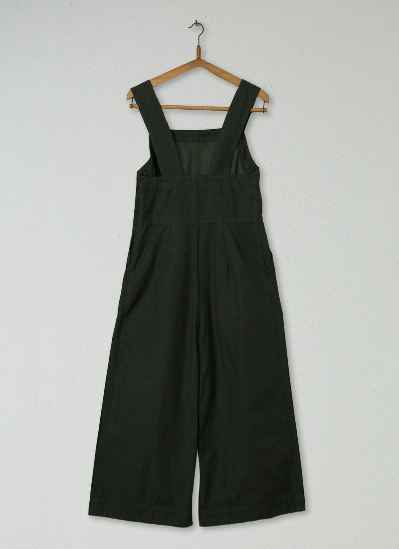 Reworn Cotton Linen Jumpsuit Size 12 (1038) | Forest Green