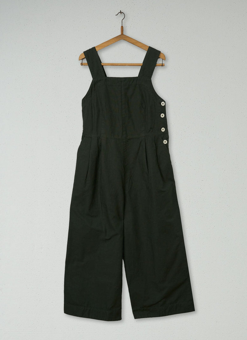 Reworn Cotton Linen Jumpsuit Size 12 (1038) | Forest Green