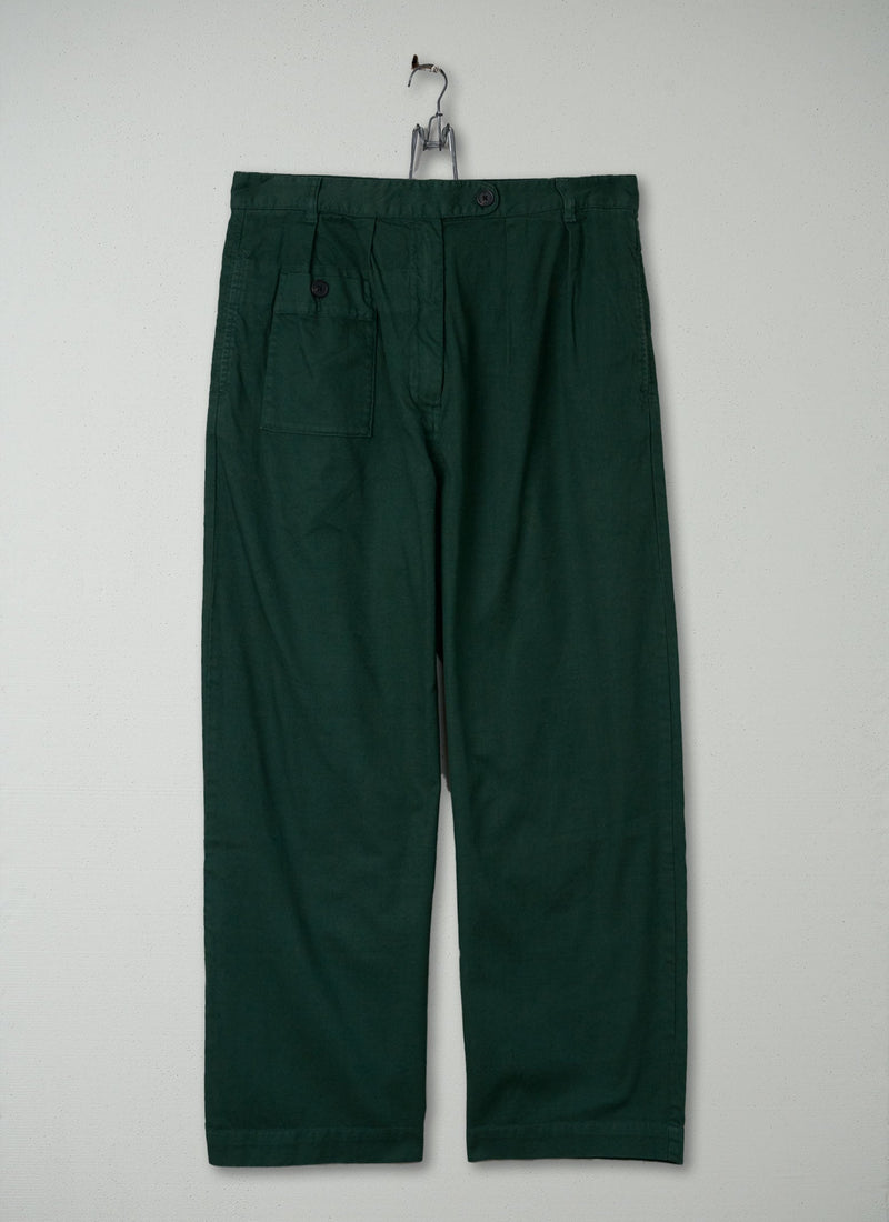 Reworn Cotton Twill Trousers Size 14 (309) | Green