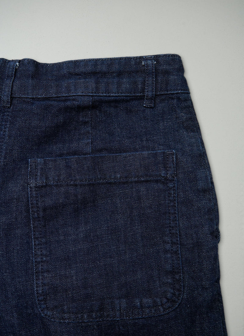 Reworn Denim Pleated Trousers Size 10 (1311) | Indigo
