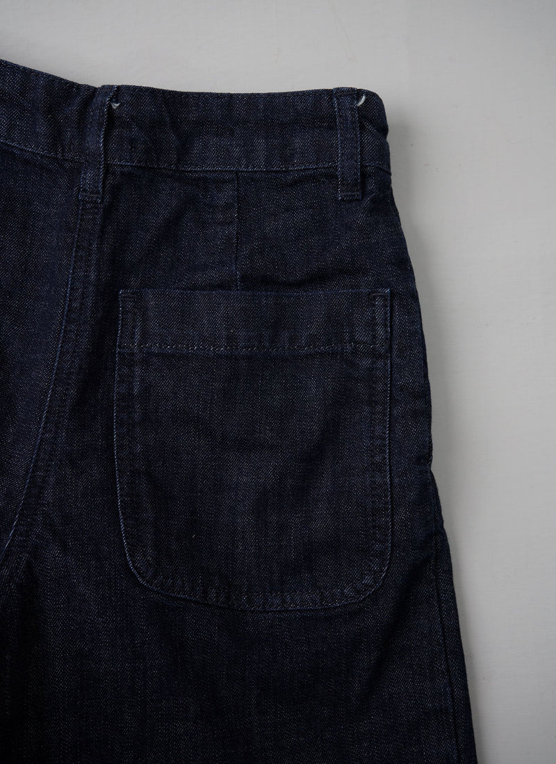 Reworn Denim Pleated Trousers Size 16 (118) | Indigo