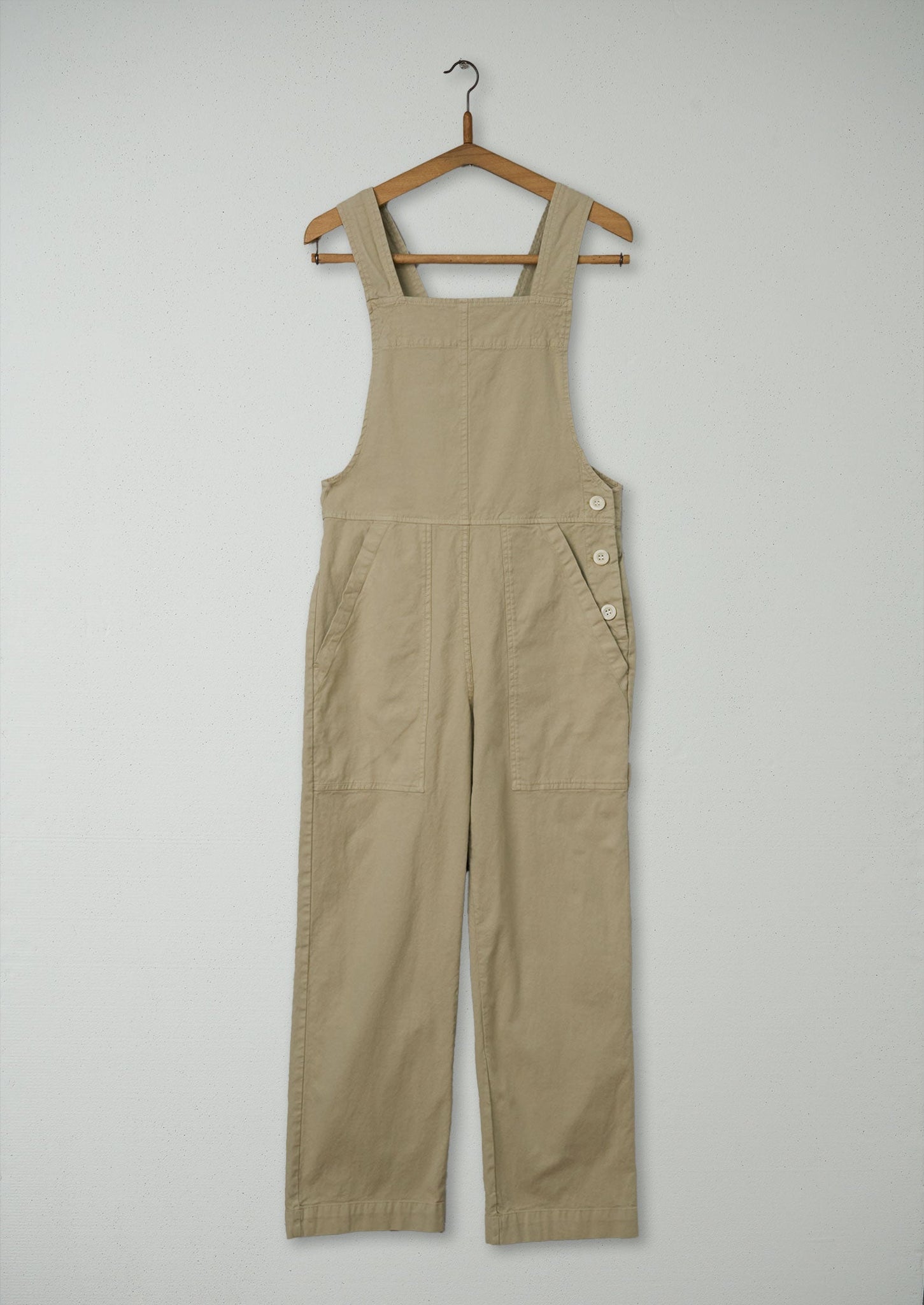 Reworn Cotton Canvas Dungarees Size 6 (544) | Sand