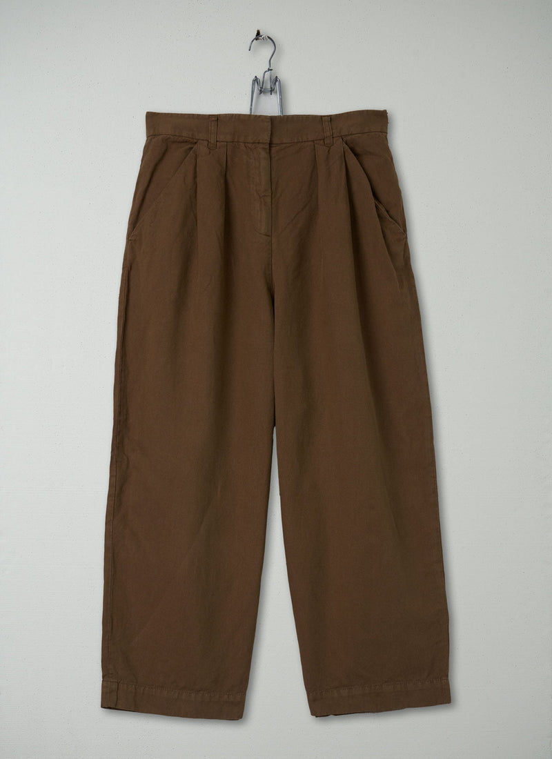 Reworn Cotton Linen Wide Leg Trousers Size 10 (267) | Moss