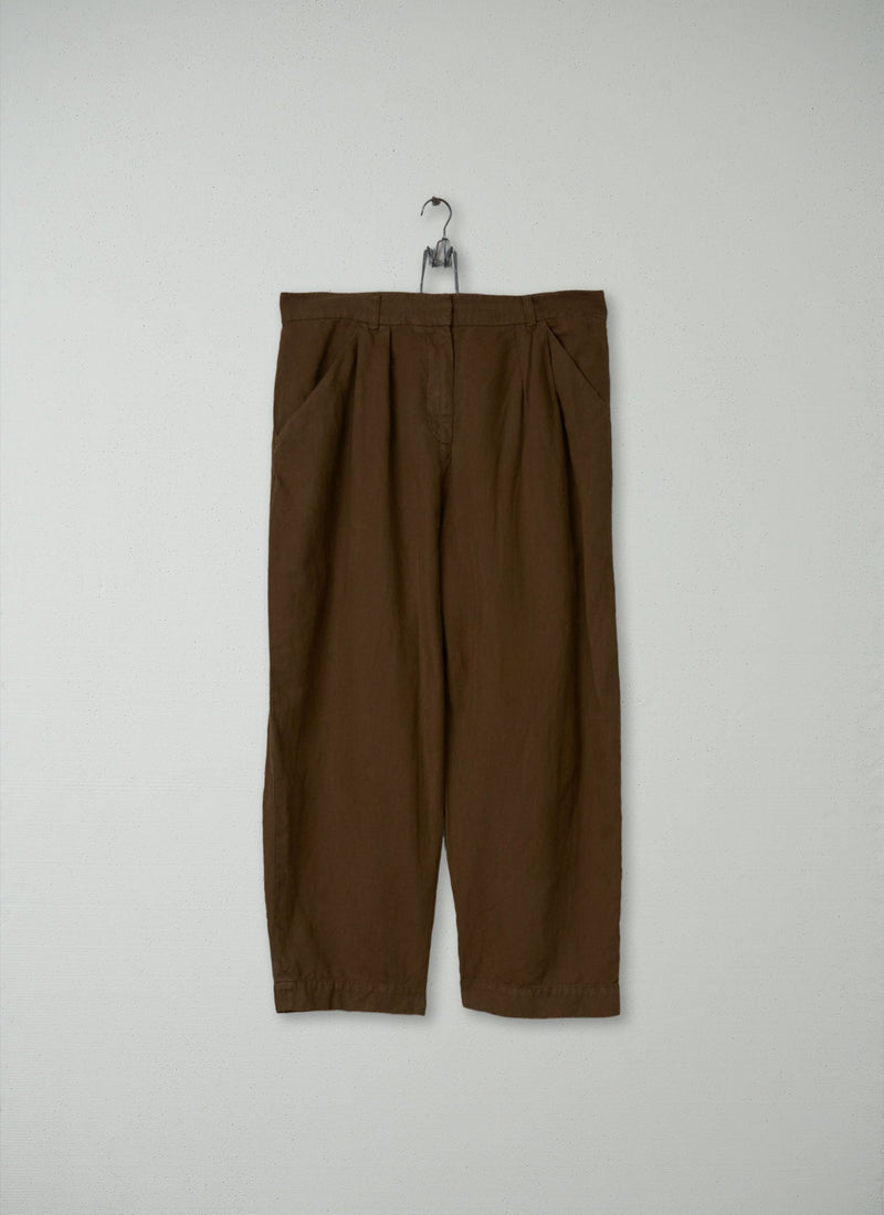Reworn Cotton Linen Wide Leg Trousers Size 14 (154) | Moss