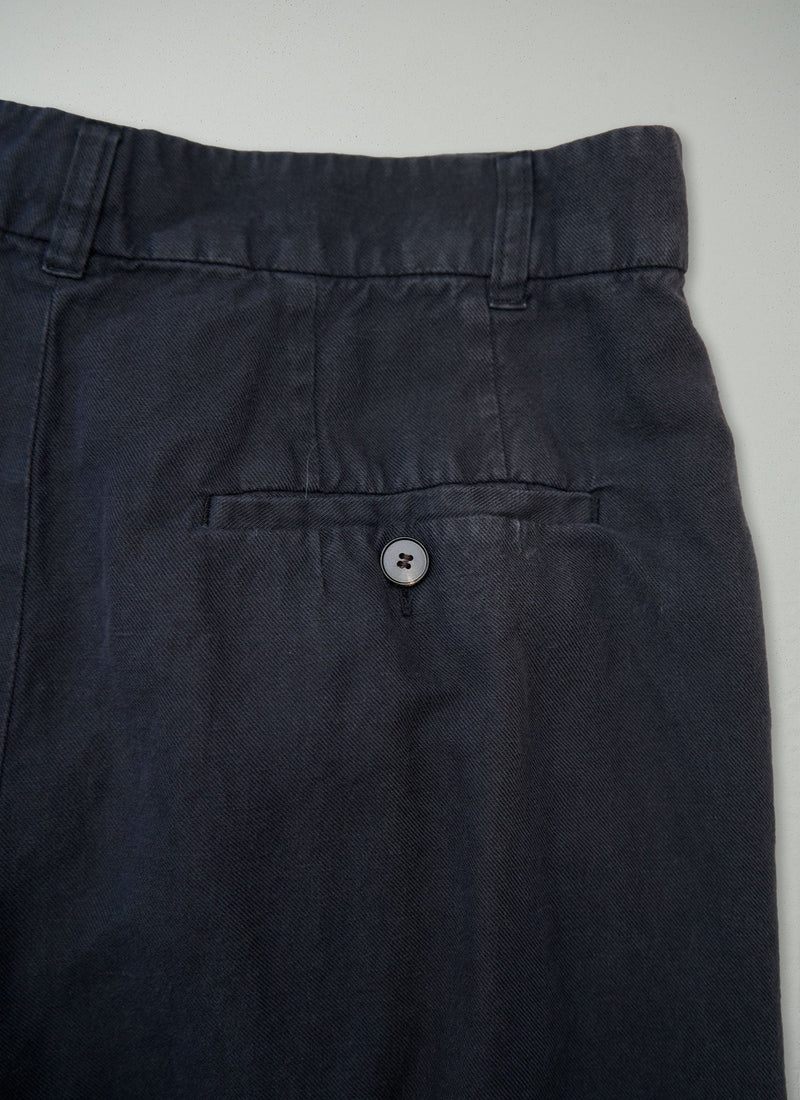 Reworn Cotton Linen Wide Leg Trousers Size 14 (1470) | Slate