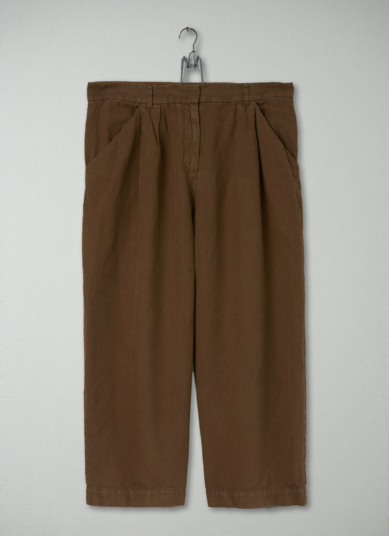 Reworn Cotton Linen Wide Leg Trousers Size 16 (322) | Moss