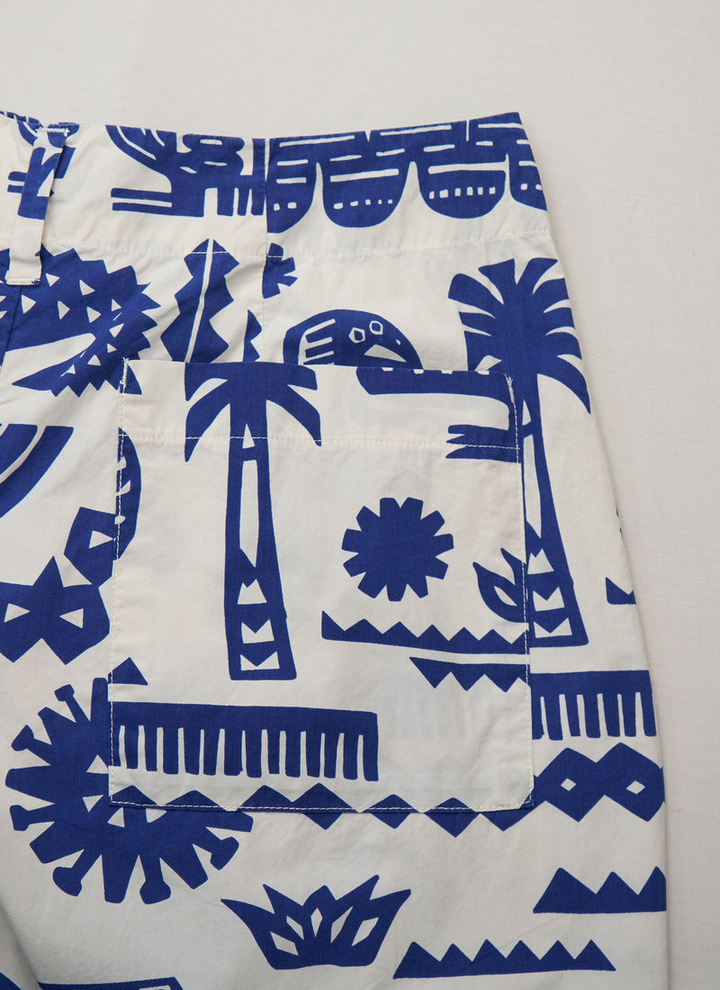 Reworn Vivo Print Trousers Size 10 (726) | Smoke Blue