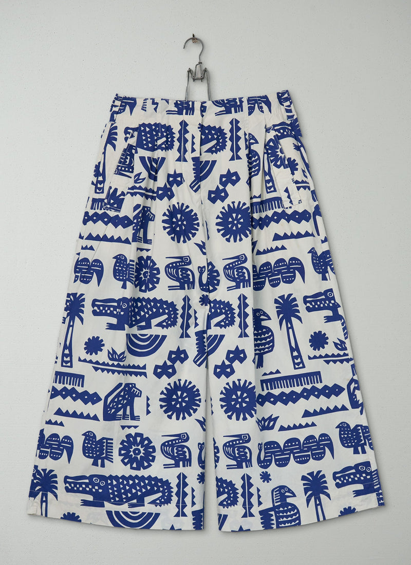 Reworn Vivo Print Trousers Size 10 (726) | Smoke Blue