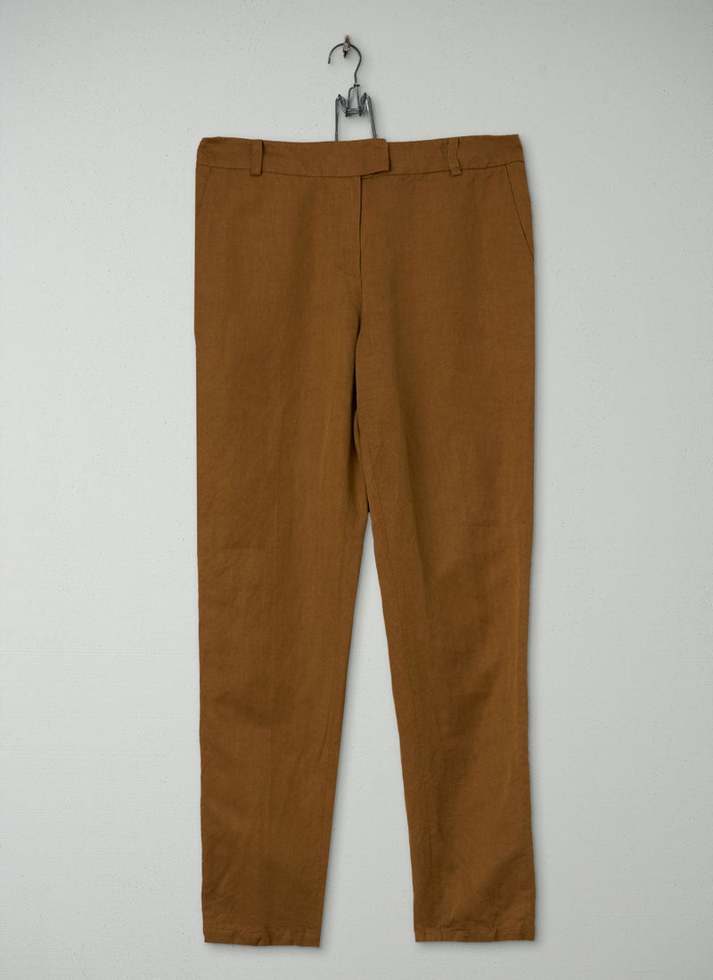 Reworn Yoko Slim Leg Trousers Size 14 (770) | Cinnamon