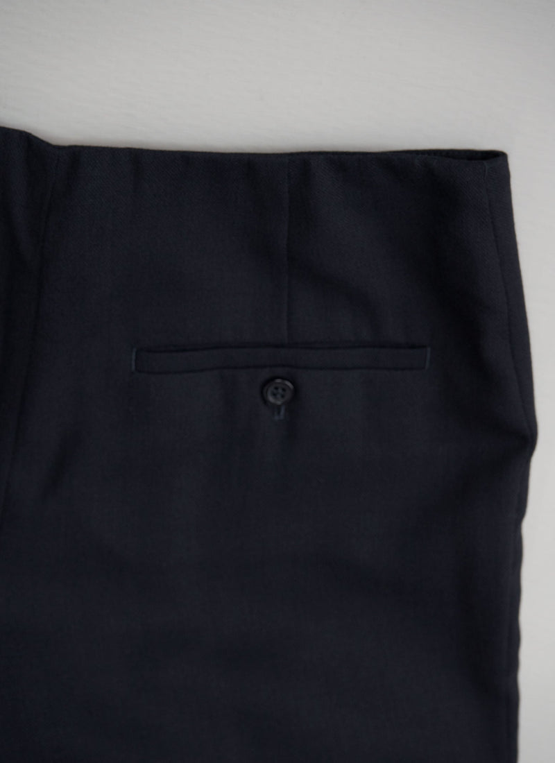 Reworn Crepe Capri Trouser Size 10 (107) | Navy