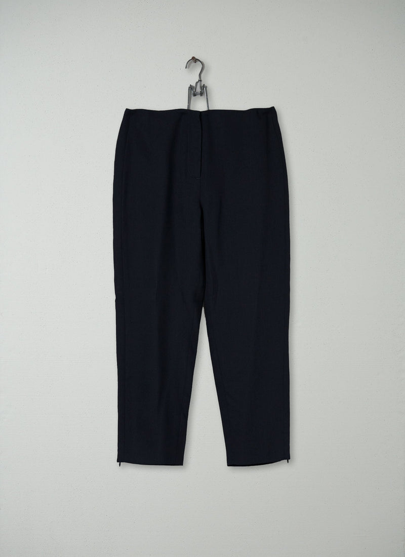 Reworn Crepe Capri Trouser Size 10 (107) | Navy