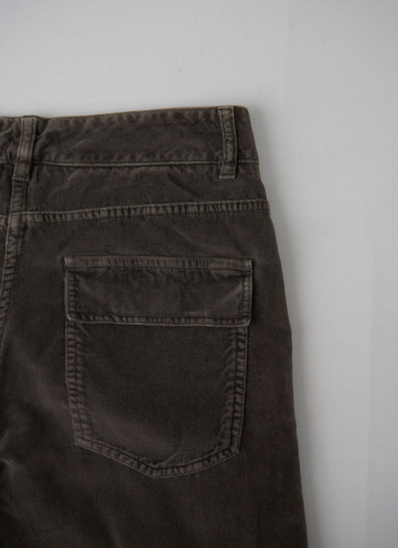 Reworn Washed Velvet Easy Trousers Size 8 (131) | Pewter