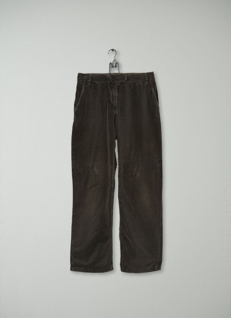 Reworn Washed Velvet Easy Trousers Size 8 (131) | Pewter