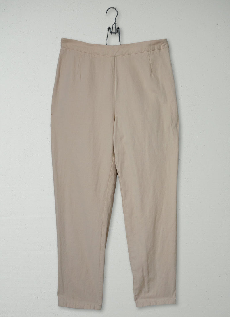 Reworn Cotton Linen Trousers Size 10 (1473) | Parchment