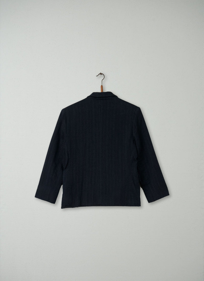 Reworn Pinstripe Jacket Size 12 (028) | Navy