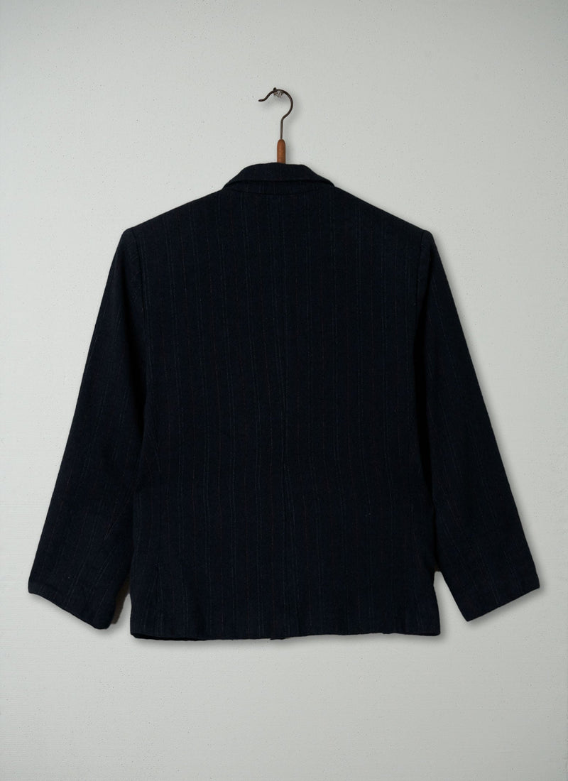 Reworn Pinstripe Breasted Jacket Size 12 (047) | Navy