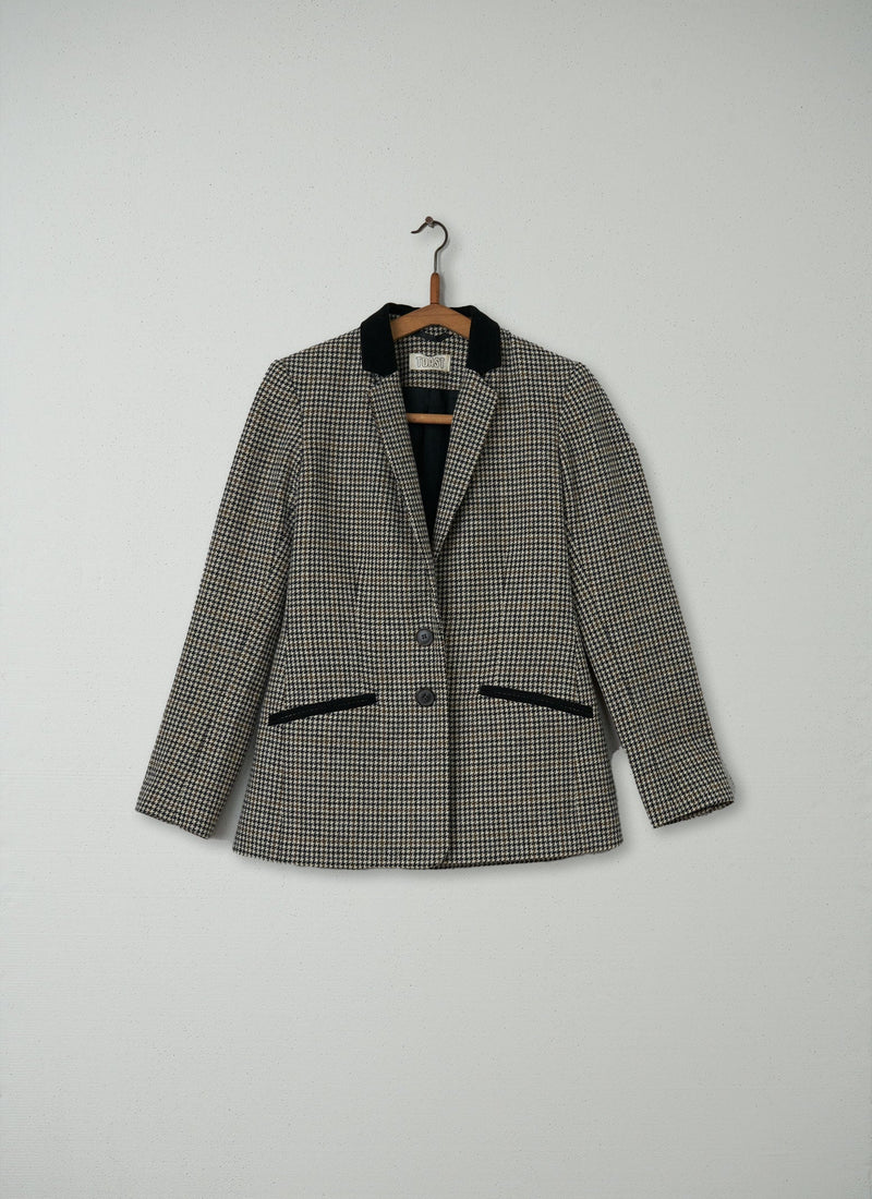 Reworn Houndstooth Fitted Jacket Size 8 (018) | Multi