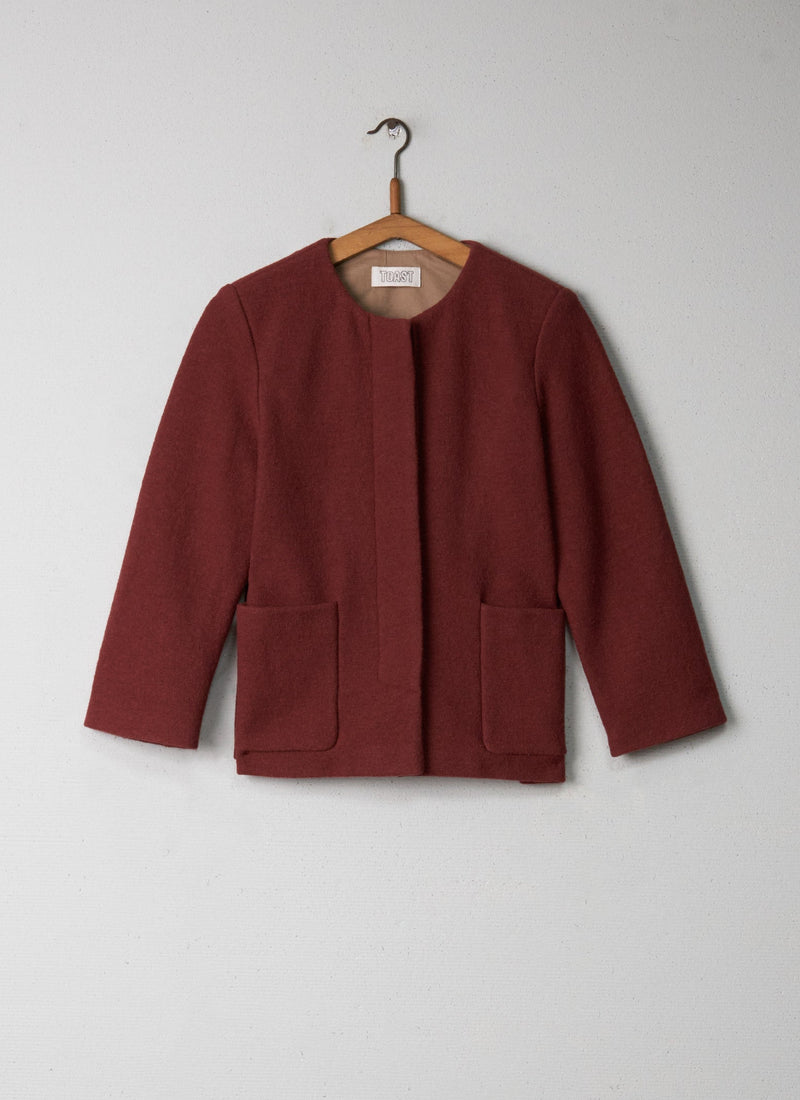 Reworn Wool Jacket Size 10 (004) | Red