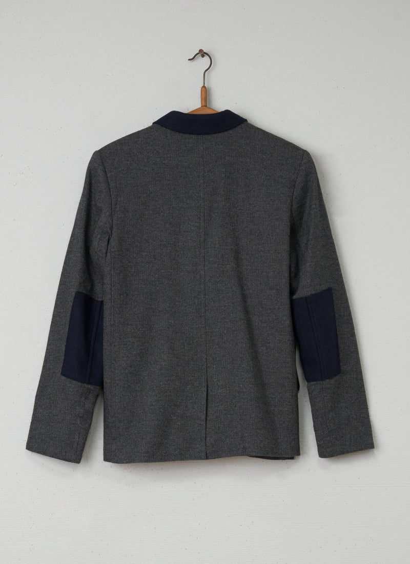 Reworn Wool Contrast Collar Jacket Size 10 (006) | Grey