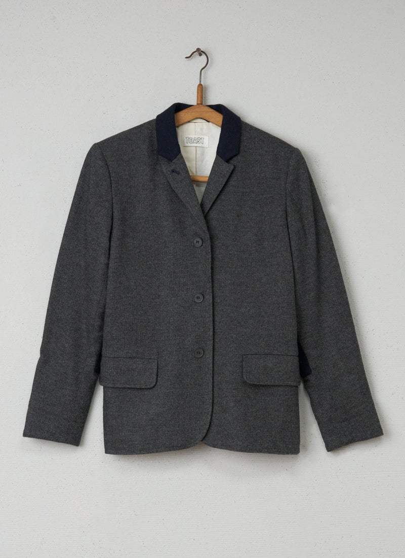 Reworn Wool Contrast Collar Jacket Size 10 (006) | Grey
