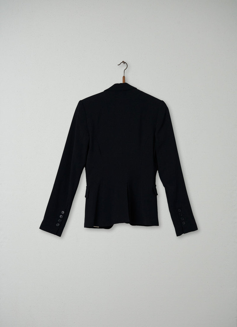 Reworn Wool Crepe Jacket Size 8 (014) | Black