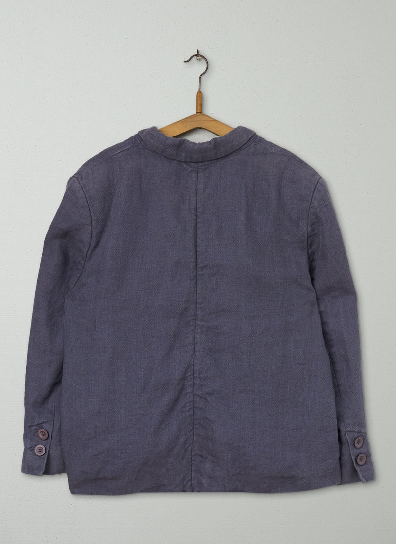 Reworn Linen Jacket Size 16 (149) | Grey Blue
